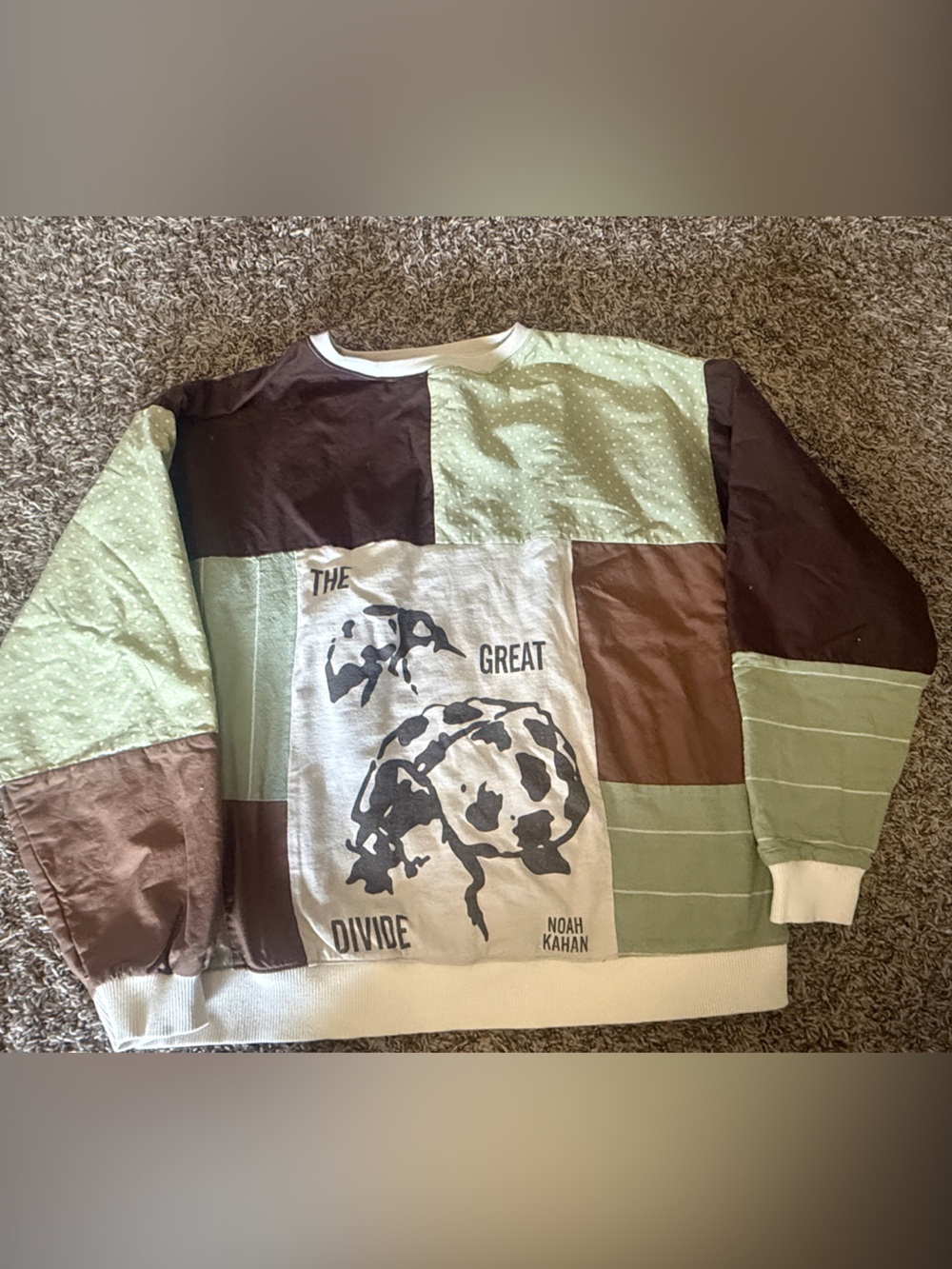 Noah Kahan Patchwork Graphic Sweatshirt - Green & Brown